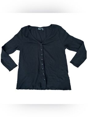 ASOS DESIGN MATERNITY black button down maternity top, US size 12